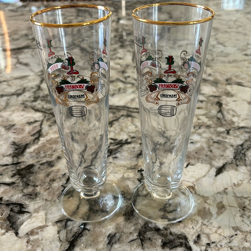 Set of 2 Gold Rim Flute Glasses